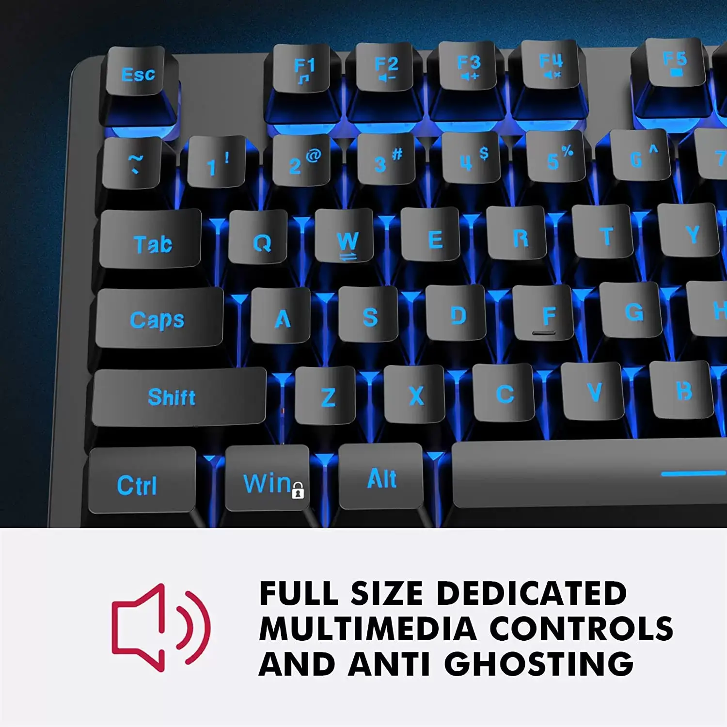NPET K10 Wired Gaming Keyboard, LED Backlit, Spill-Resistant Design, Multimedia Keys, Quiet Silent USB Membrane Keyboard for Desktop, Computer, PC (Black)