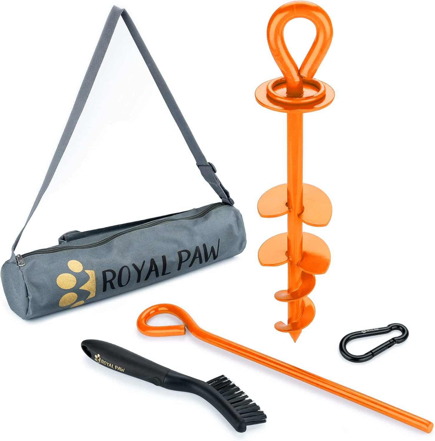 ROYAL-PAW Dog Tie Out Stake - for Large Dogs up to 210 lbs - Heavy Duty Dog Stake for Yard, Beach & Camping Outside - Best in Ground Anchor for a Dog Cable, Leash, Lead Tether (1, Midnight Black)