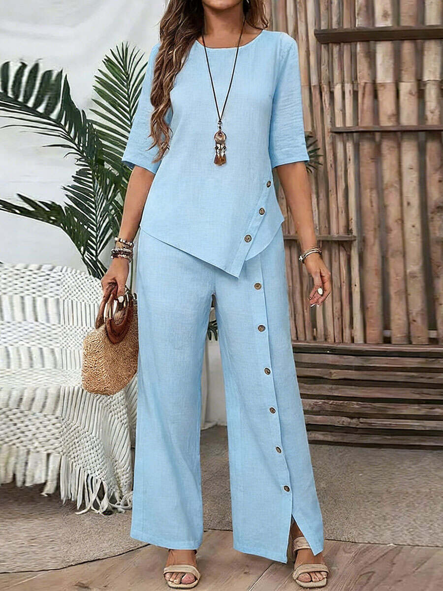 🔥Summer Arrivals🌟Casual And Cozy Minimalist Linen Two-piece Set