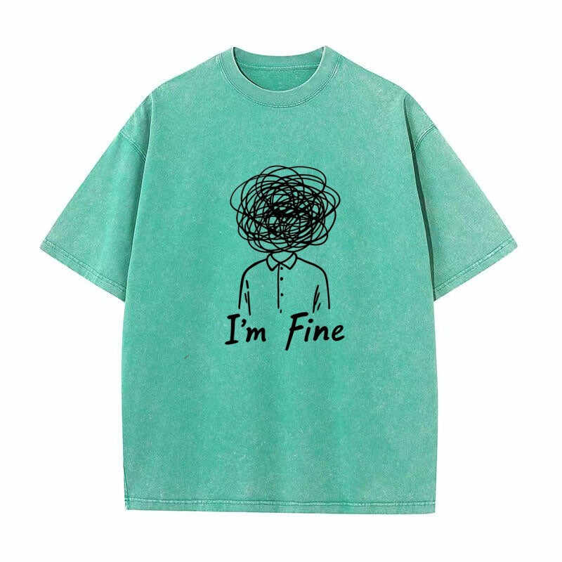 Pure Cotton Retro Washed Sports Shopping Home Leisure Short Sleeve
