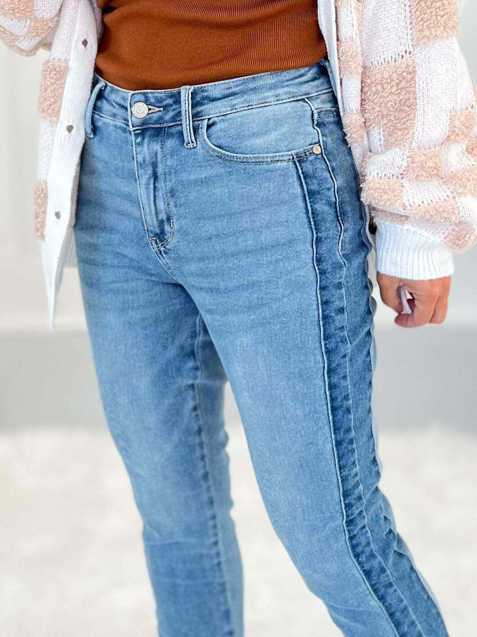 My Good Side - Christmas Vintage Wash Slim Fit Jeans- Final Sale