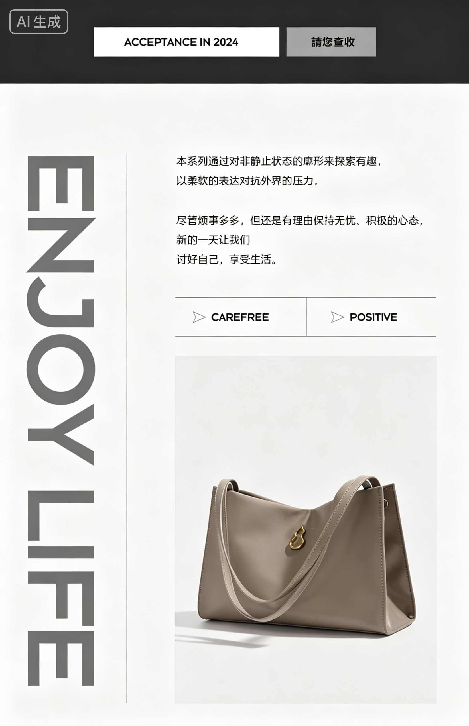 Fashionable women handbag with classic design with cowhide leather