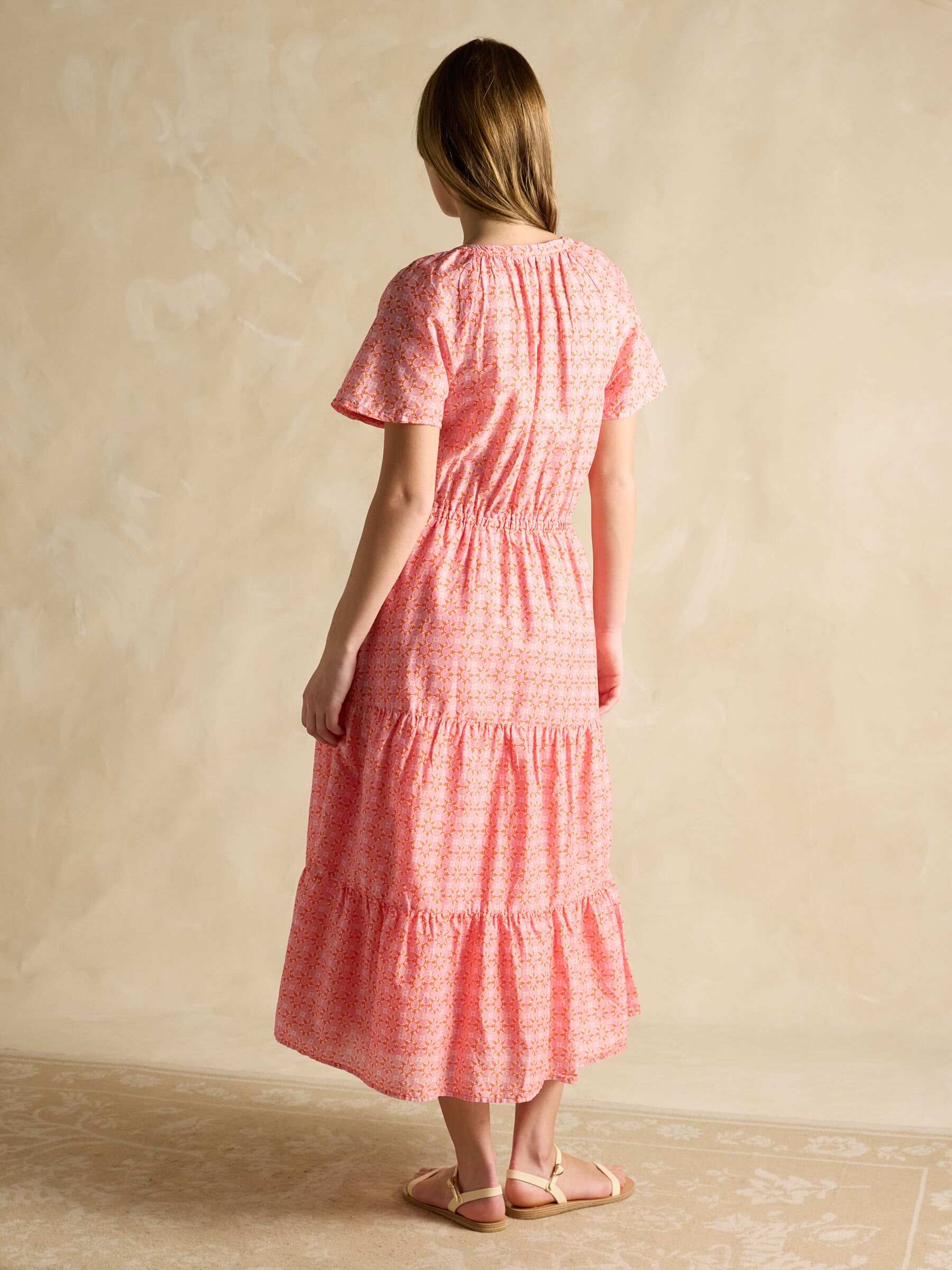 Connie Pink Cotton Midi Dress