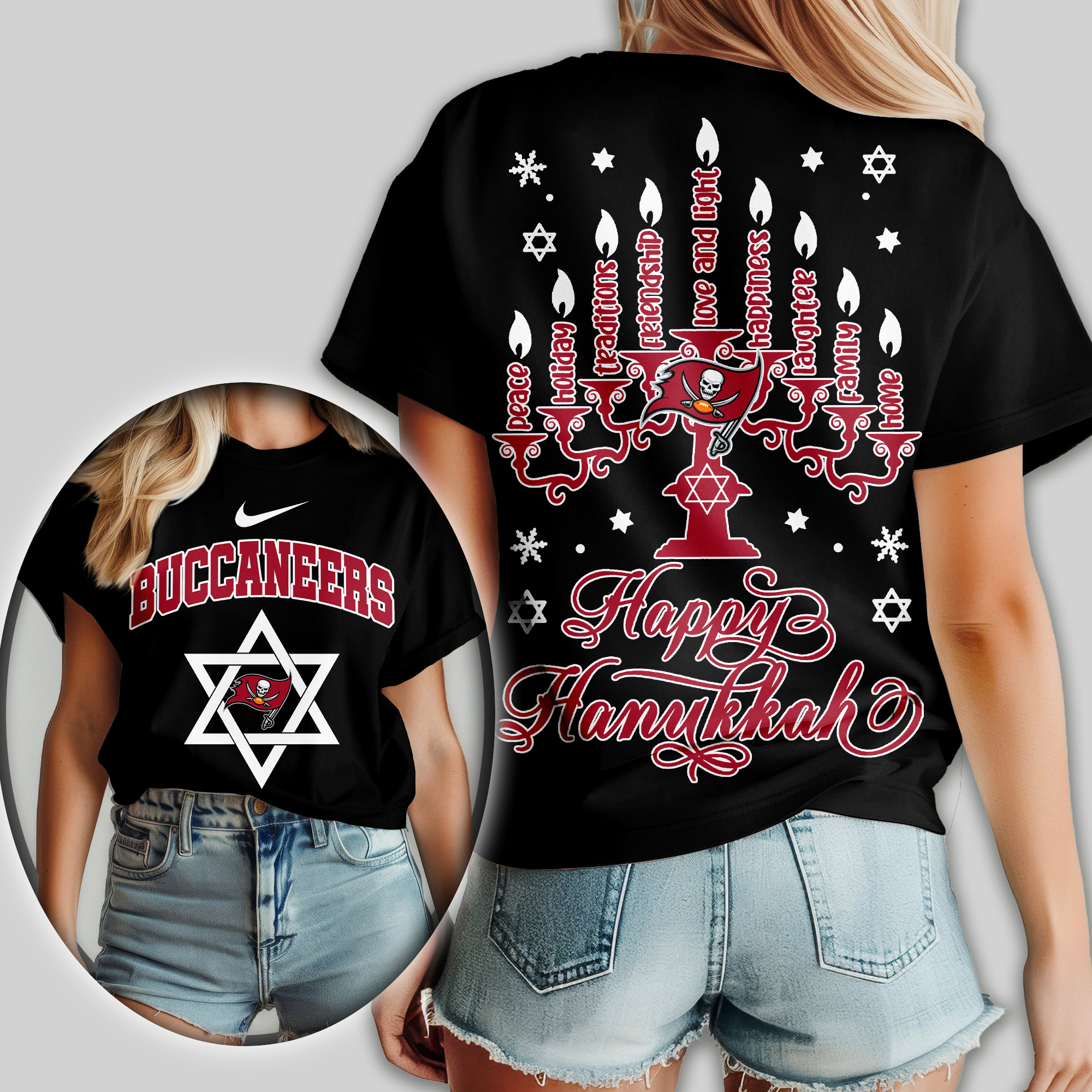Tampa Bay Buccaneers | Premium NFL Happy Hanukkah Women Shirt