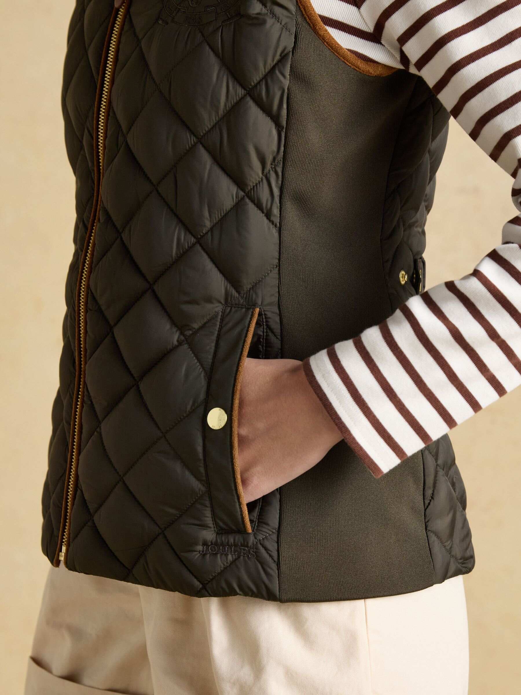 Braemar Luxe Khaki Green Showerproof Diamond Quilted Gilet
