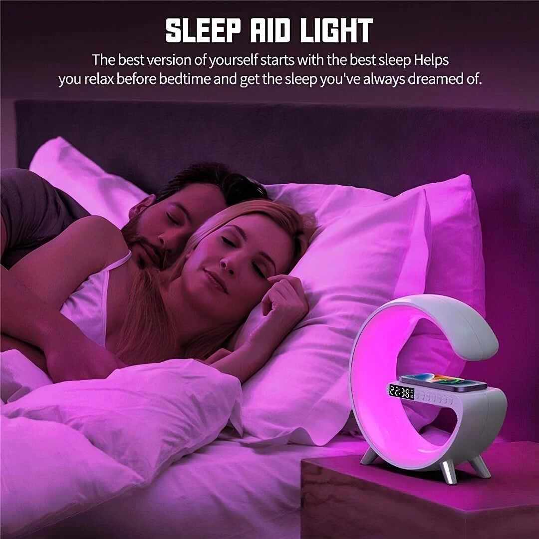 4-in-1 Alarm Clock, Mood Light, Speaker & Wireless Charger