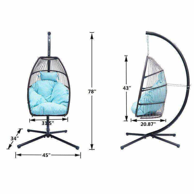 Rattan Swing Hammock Egg Chair With C Type Bracket , With Cushion And Pillow