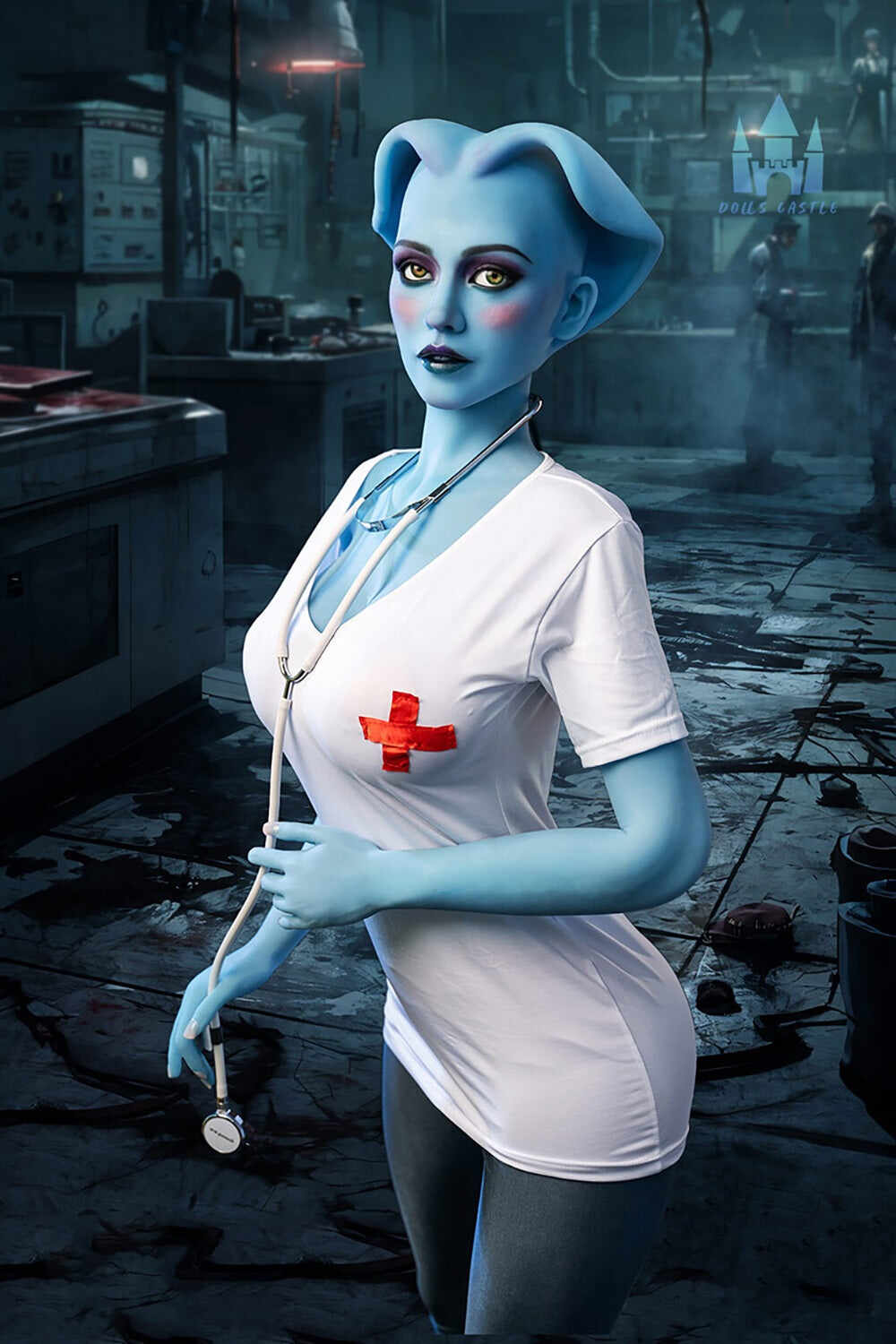 Dolls Castle Nicole 5ft58 / 170cm G#A14 Head TPE Full Size Blue Skin Alien Adult Sex Doll