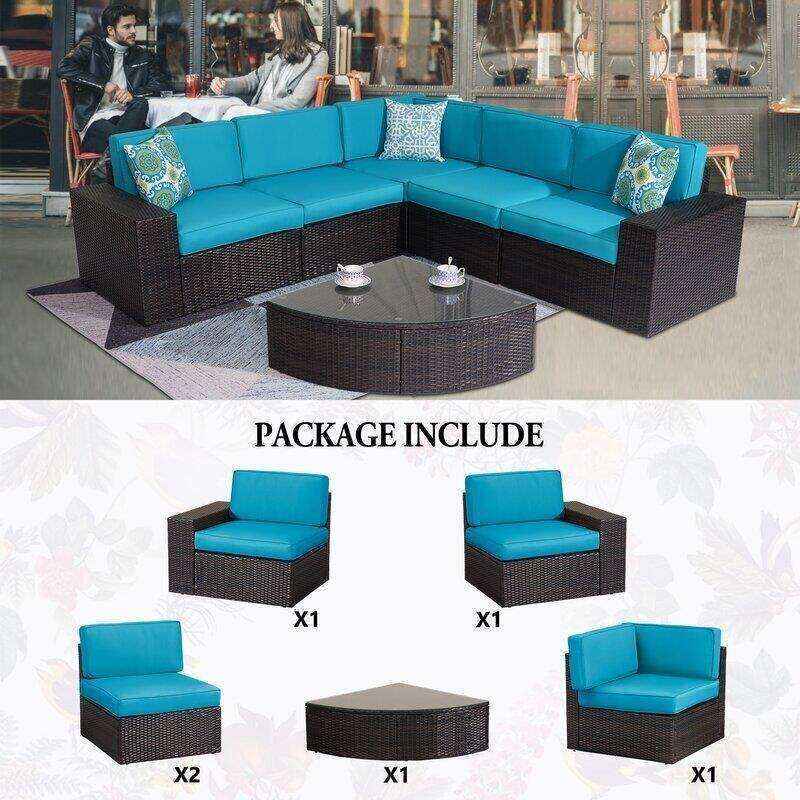Kerwick Wicker/Rattan 5 - Person Seating Group with Cushions