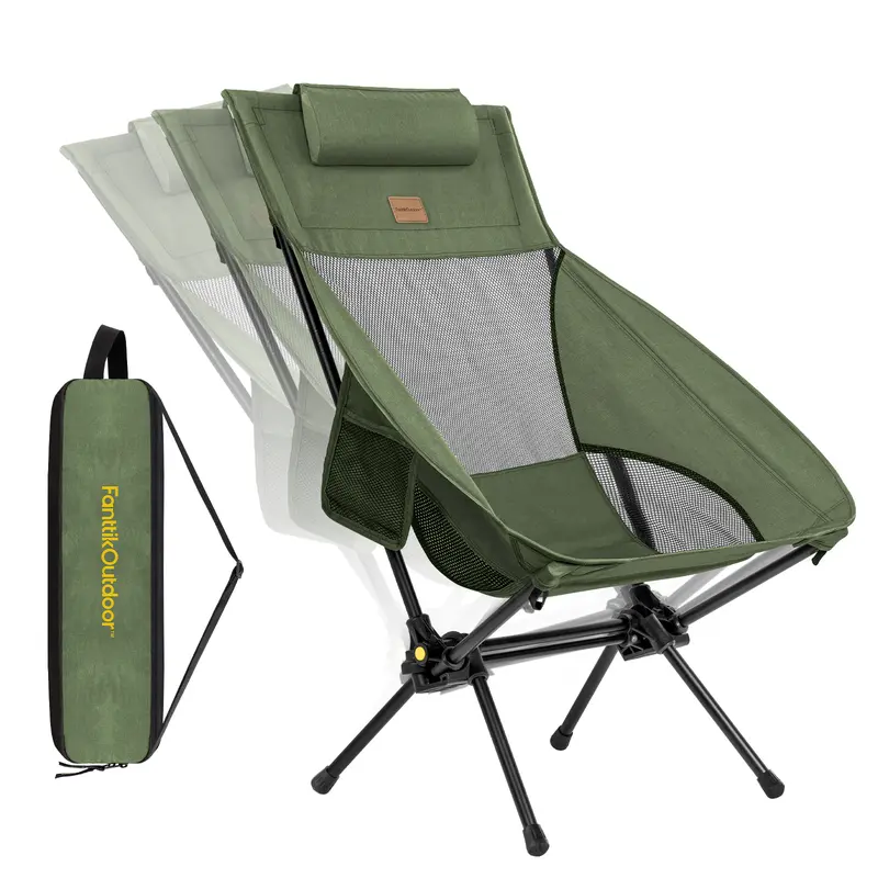 Adjustable Lightweight Foldable Rocking Camping Chair for Patio Lawn Outdoor Relaxation