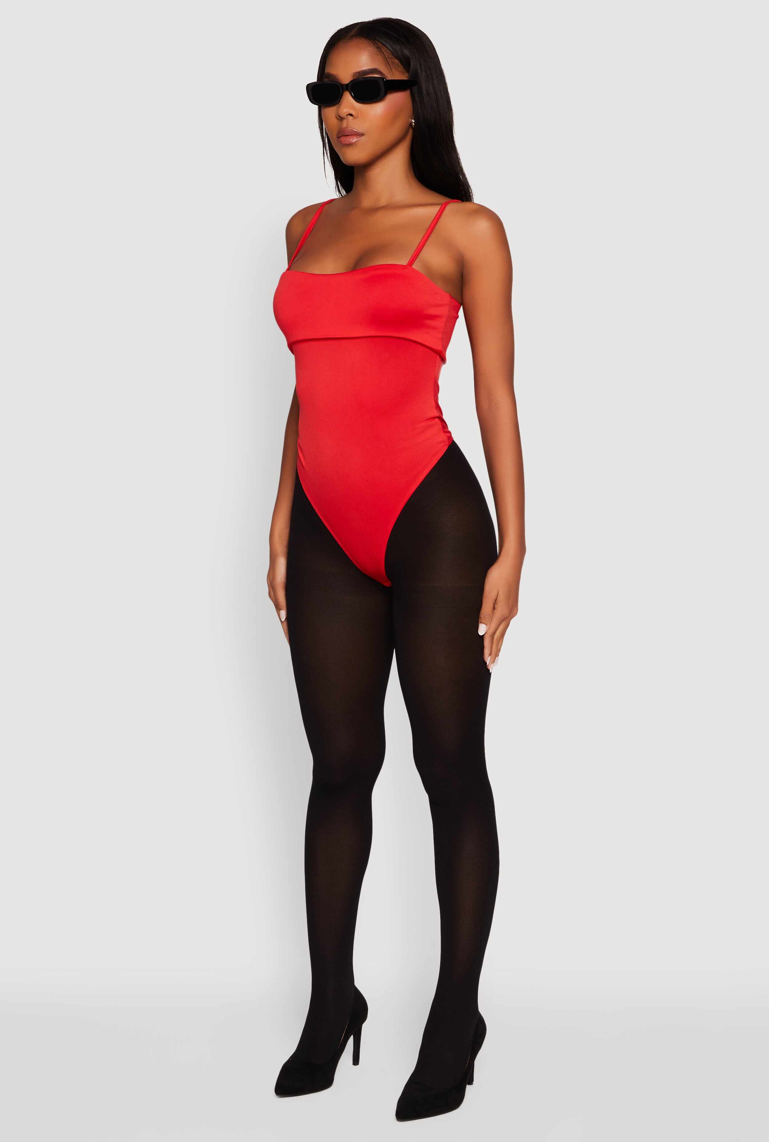 Fold Over Spaghetti Strap Bodysuit