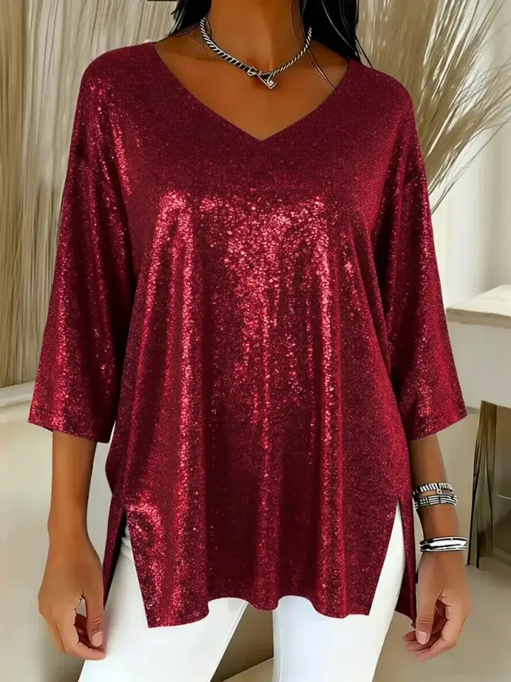 🔥Summer Arrivals🌟Women's Sparkly Christmas V-neck Top