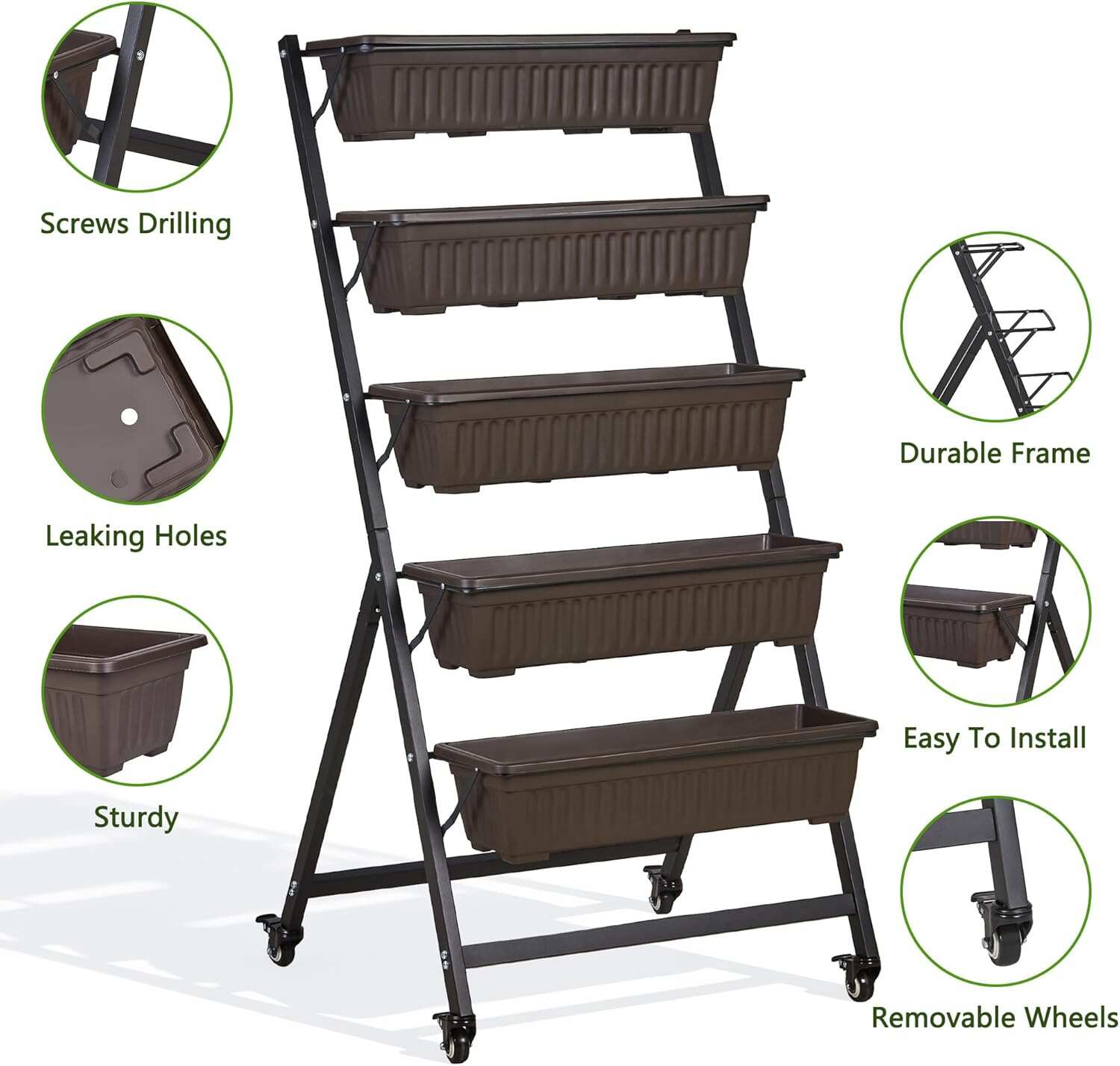 VECELO 5-Tier Vertical Garden Bed