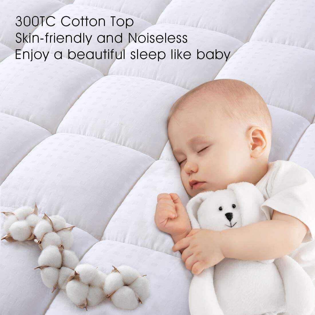 Queen Size Mattress Pad Pillow Top Mattress Cover Quilted