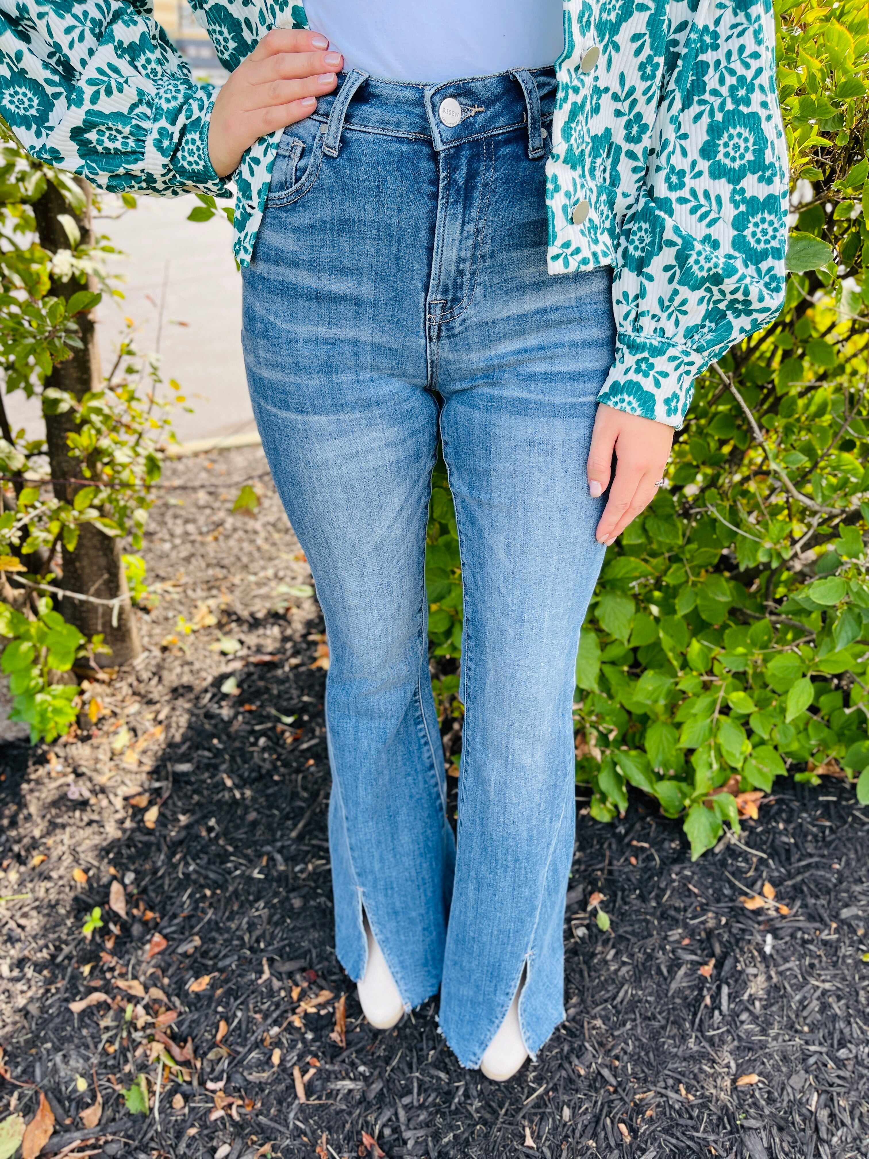 Risen Plus/Reg Hi-Rise Twist And Shout Your Love Flare Jeans