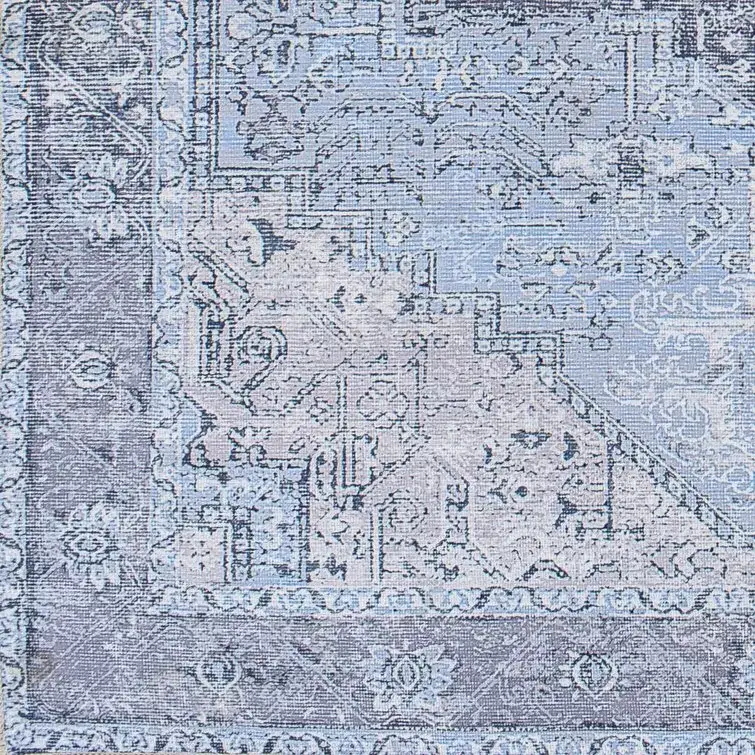 Mya Machine Washable Oriental Brick Red/Light Gray Area Rug