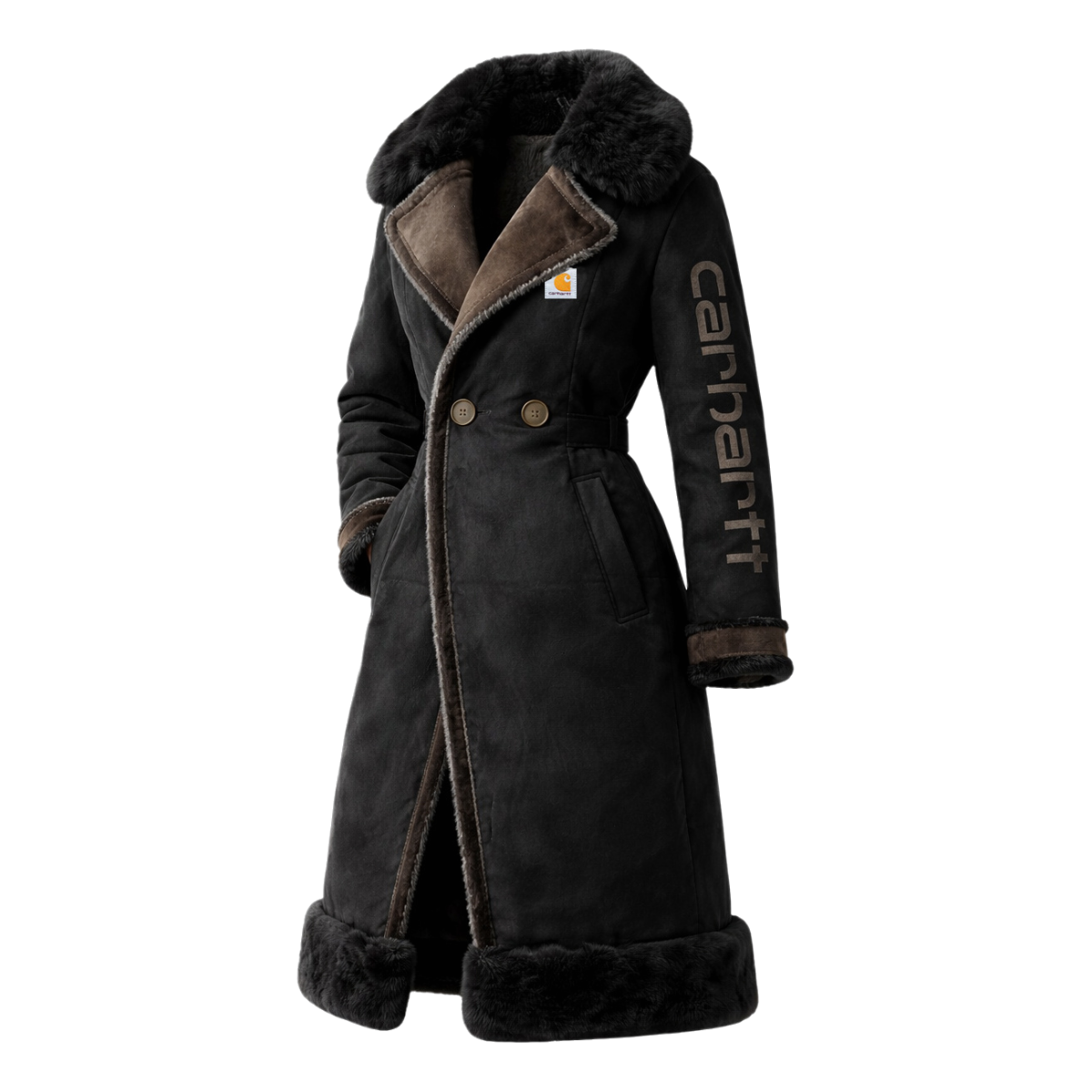 Women's Retro Thick Fur Collar Long Coat