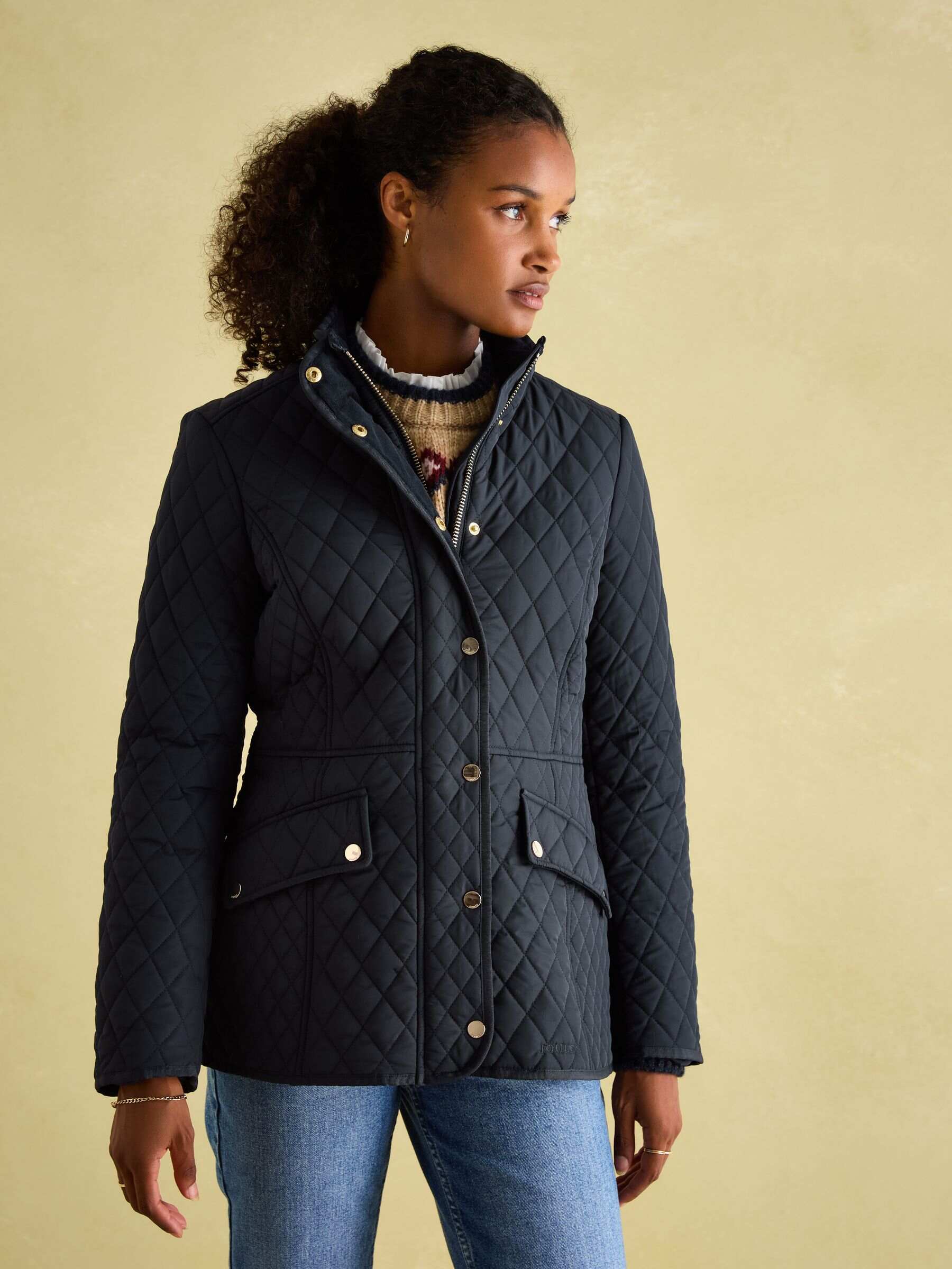Allendale Navy Blue Showerproof Diamond Quilted Coat