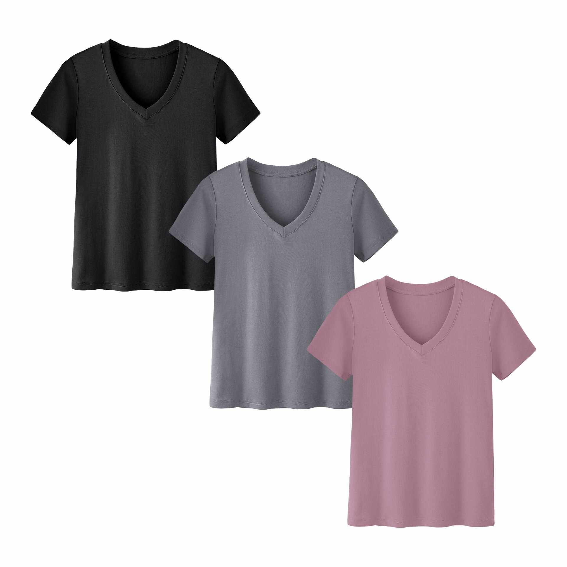 Womens 10 Pack T-Shirts Basic Short Sleeve V Neck Tops - Plus Size Fashion Loose Fit Lightweight Casual Summer Clothes Lady Comfort