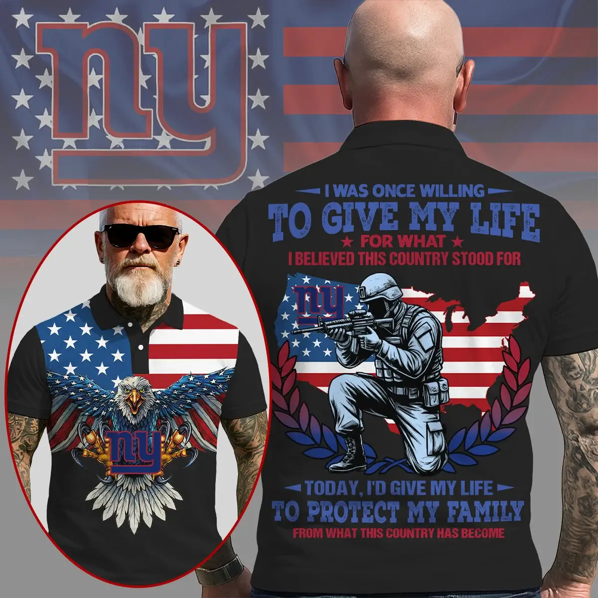 New York Giants | Premium NFL Patriotic Veteran Family Protection T-shirt MM