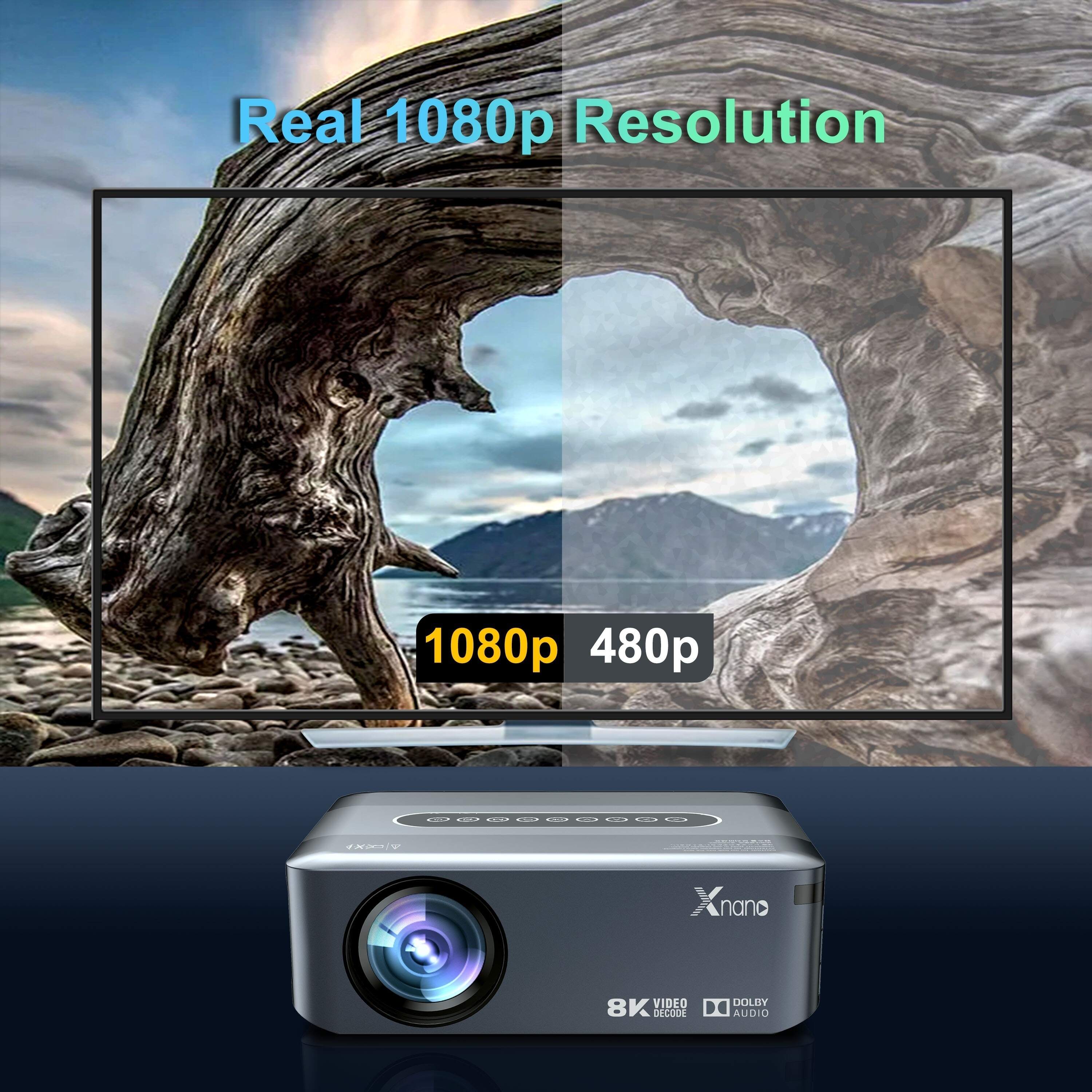 8K Projector With WiFi And BT, 12000L Native 1080p Projector, Movie Projector For Outdoor Use, 200