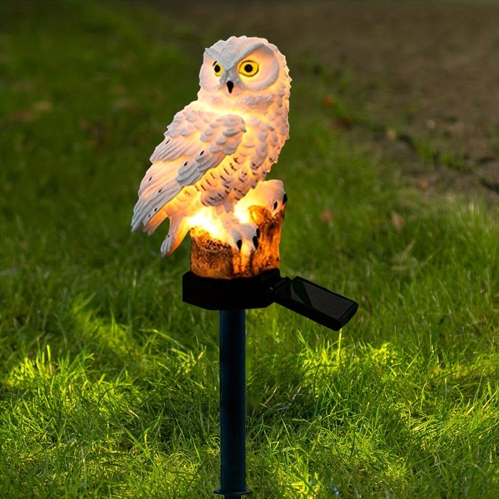 1pc Garden Solar Lights Outdoor Decorative Resin Owl Solar LED Lights With Stake For Garden Lawn Pathway Yard Decortion