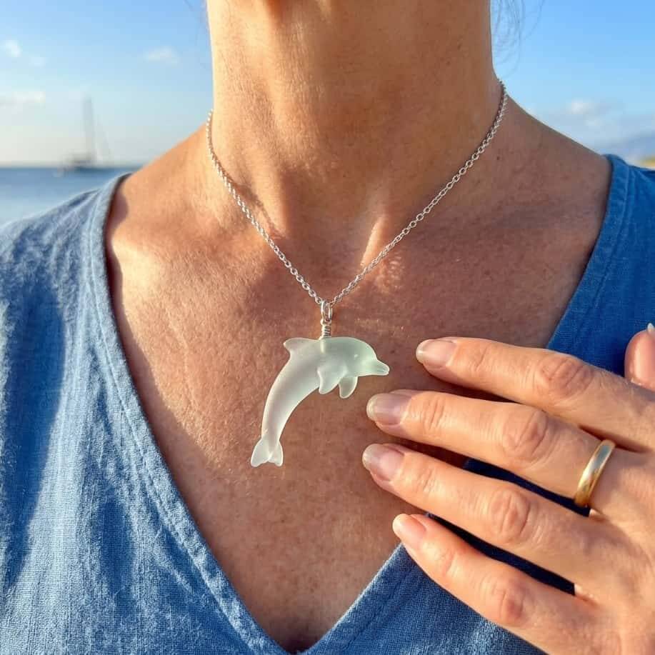 Sea Glass Dolphin Necklace