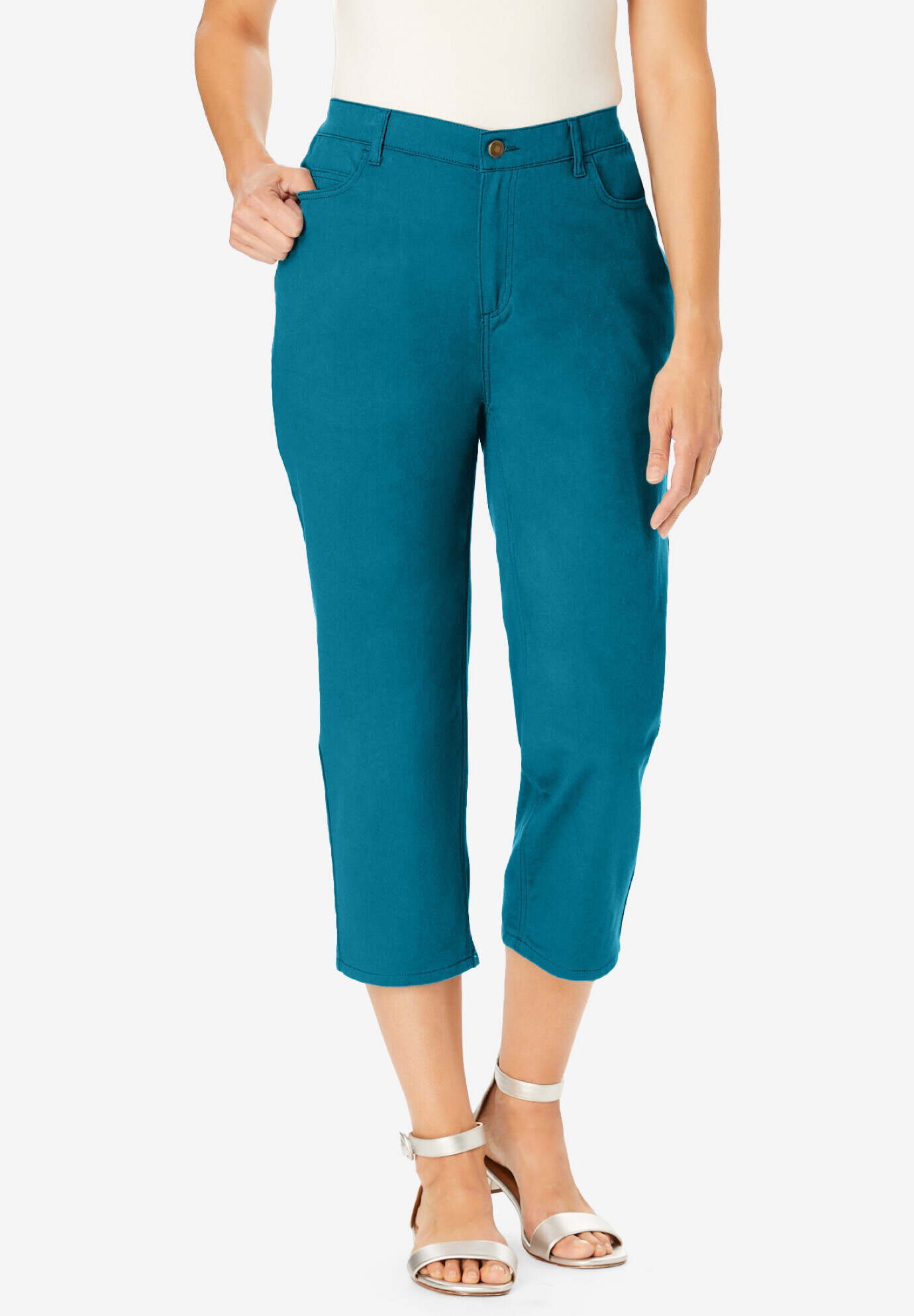 Perfect 5-Pocket Relaxed Capri With Back Elastic