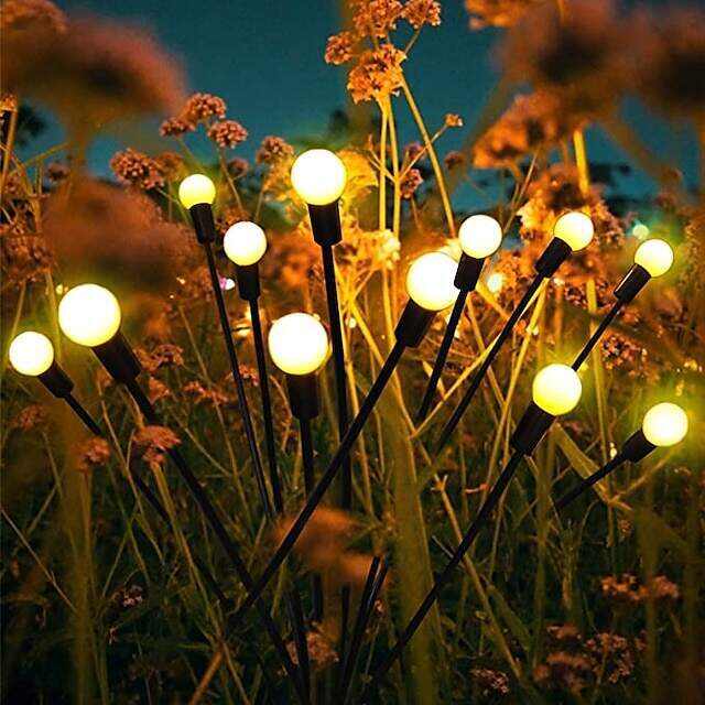 Solar Garden Light Waterproof Firefly Lights Outdoor Starburst Swaying Lights 2 Modes 6/8/10 Heads for Yard Patio Pathway Decoration