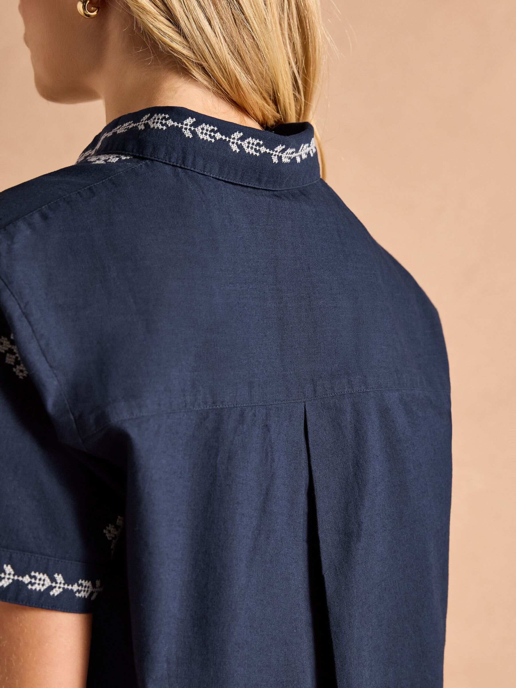 Emilie Navy Embroidered Shirt