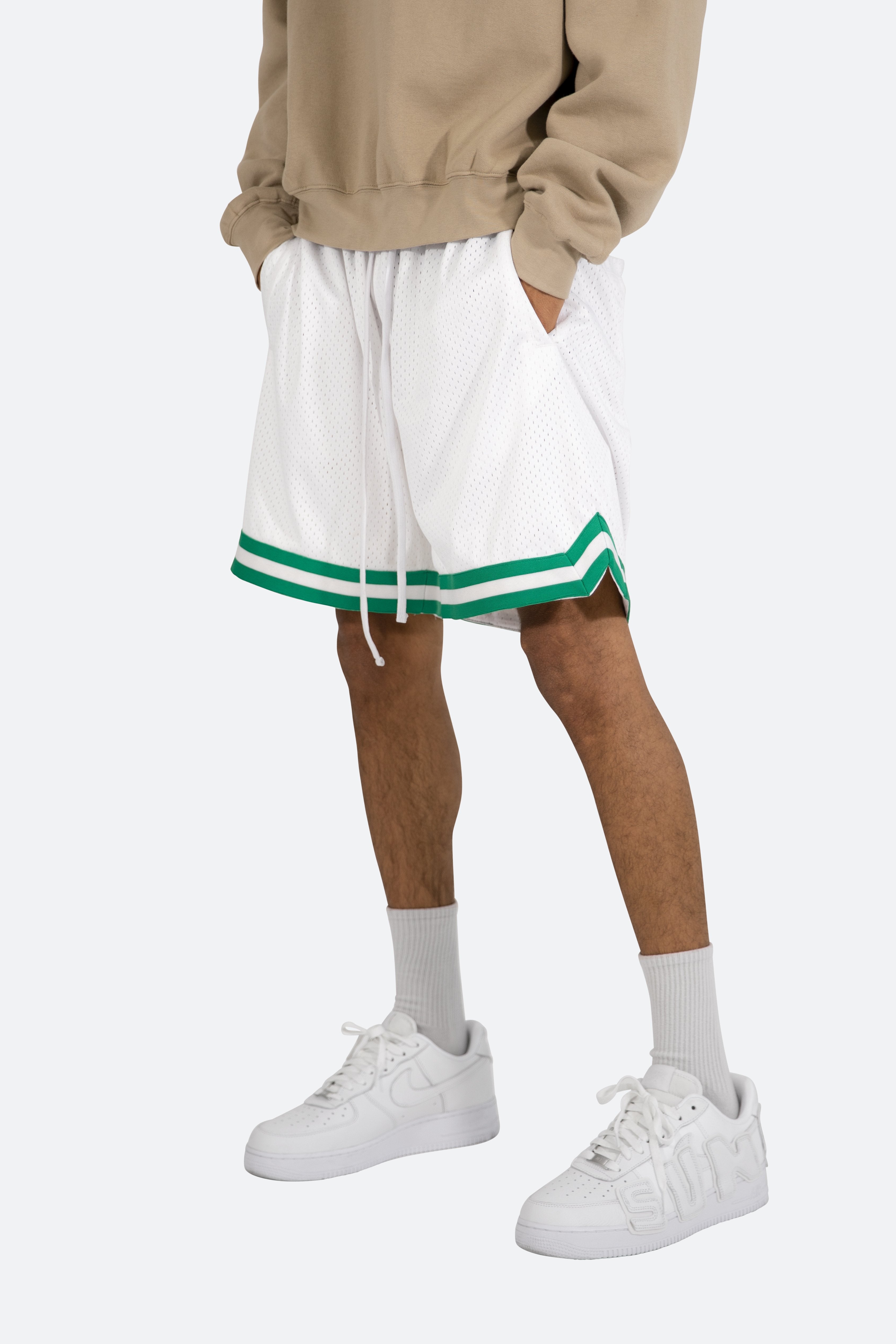 Basic Basketball Shorts - White/Green