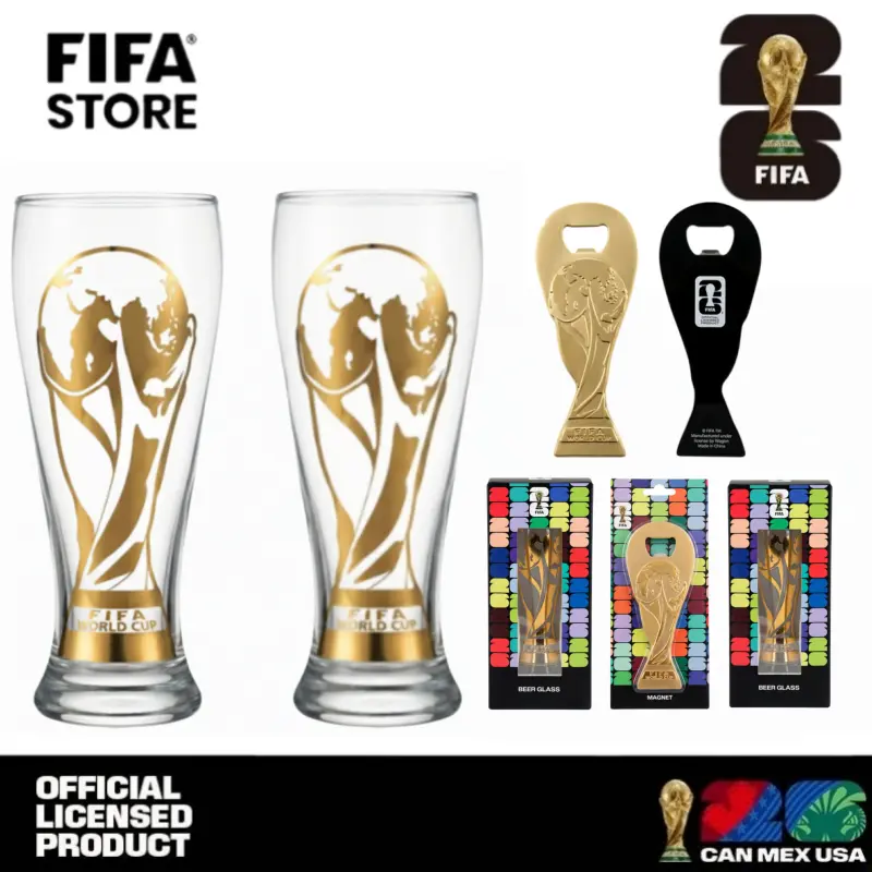 2026 Gift Set!  2 Large Ceramic Beer Mugs & Gold Trophy Opener | Durable Drinkware for Soccer Lovers & Home Bar ️ Reuse