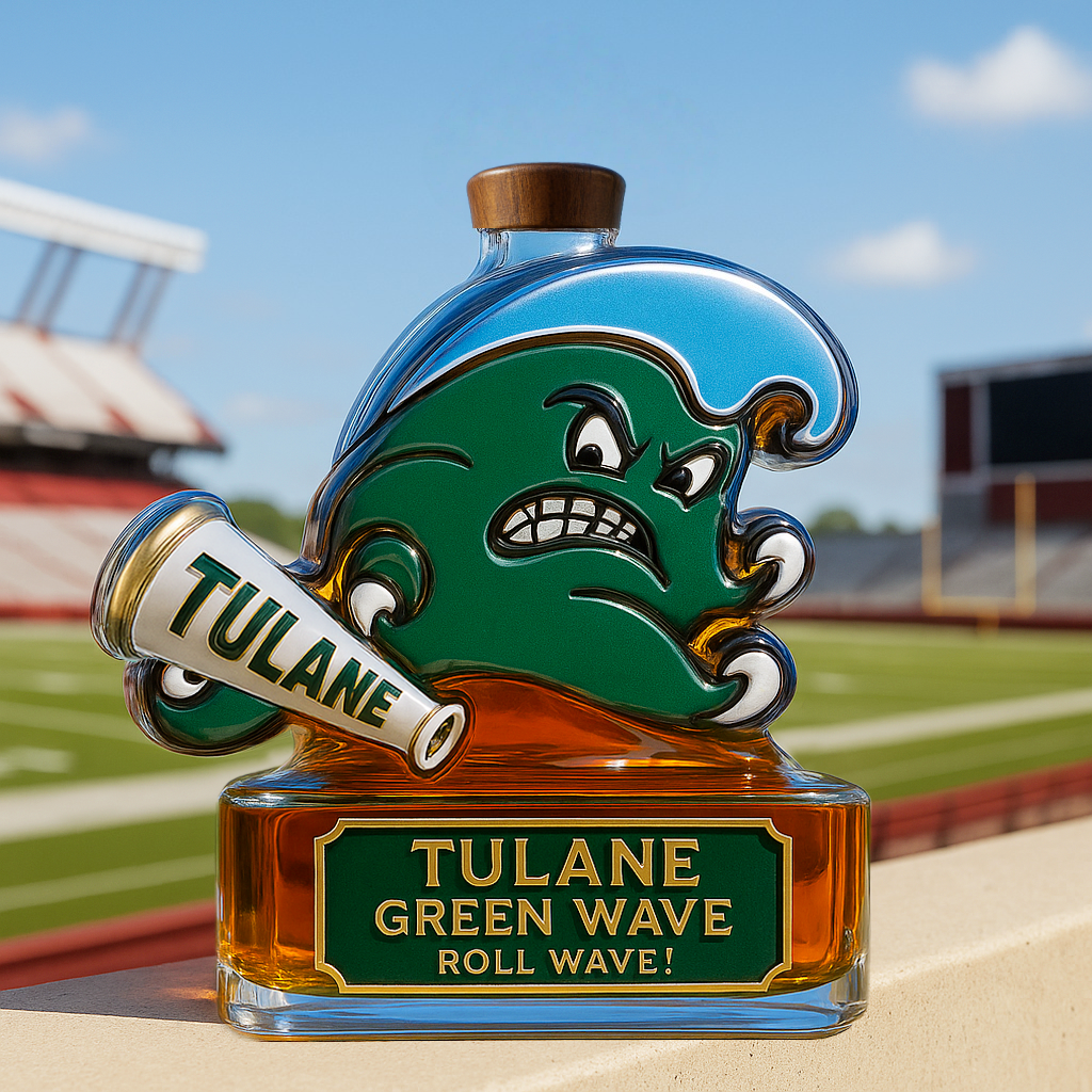 Tulane University Green Wave Limited Edition Whiskey Bottle