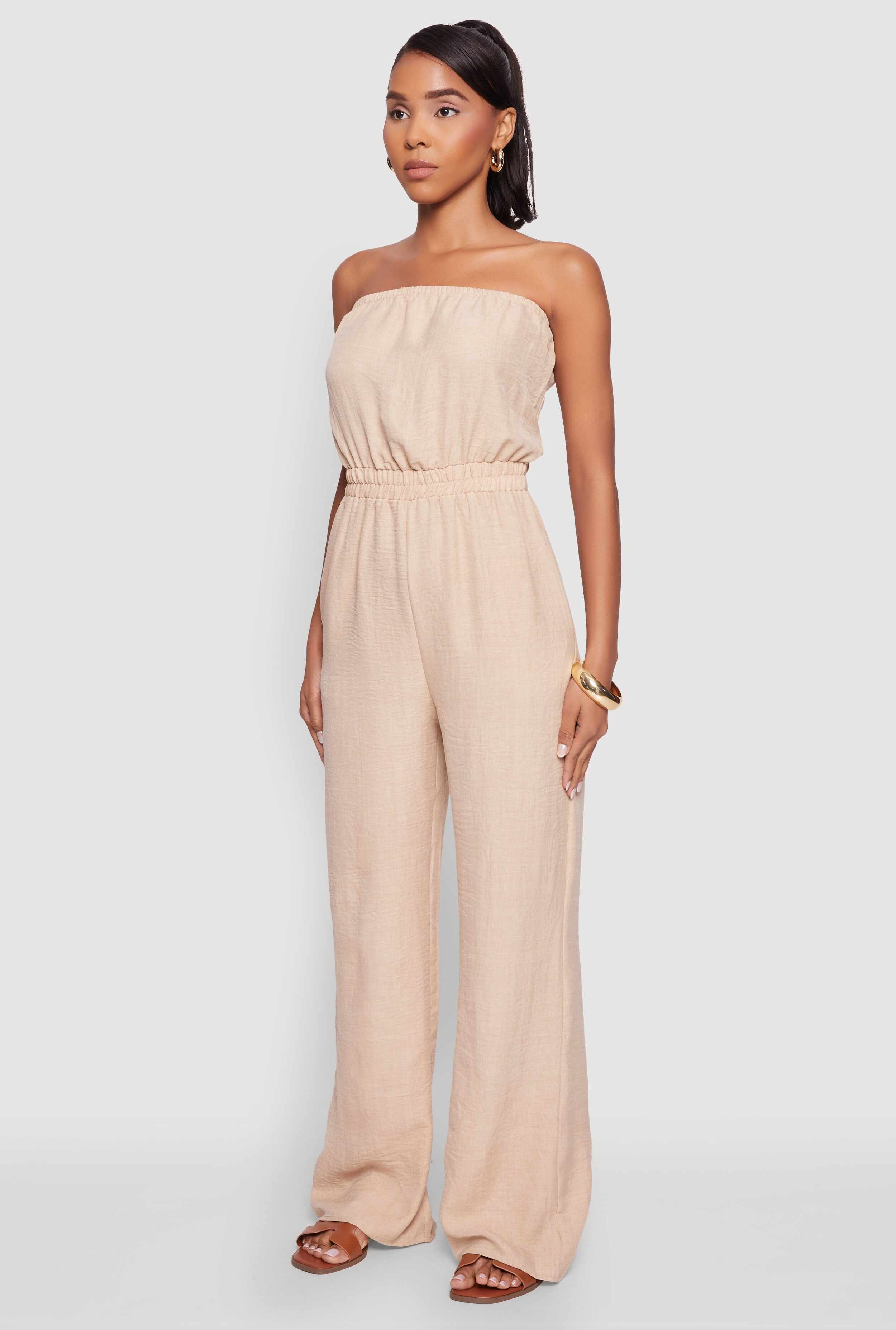 Trendy Strapless Wide-Leg Jumpsuit