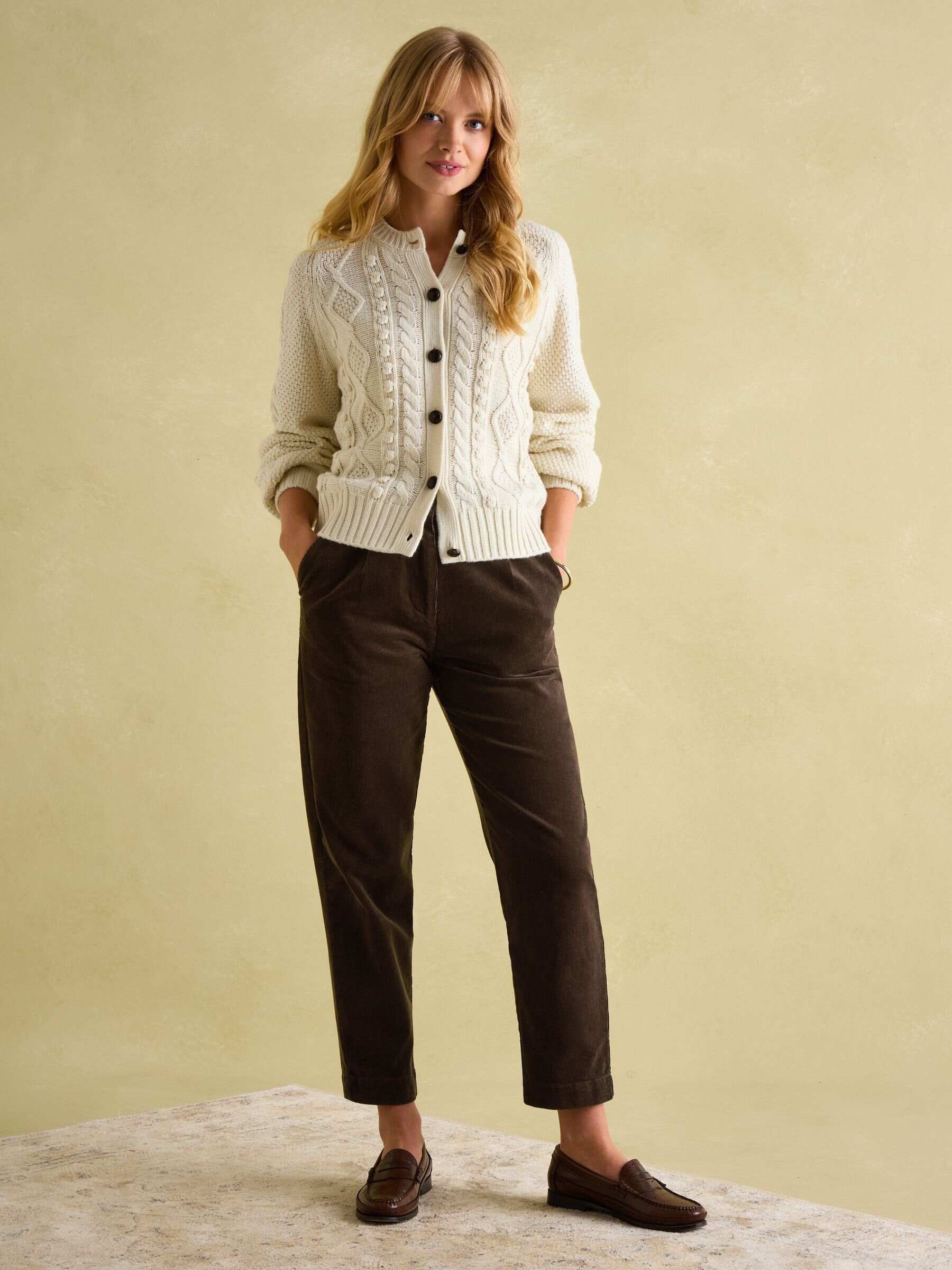 Calla Dark Brown Corduroy Tapered Trousers