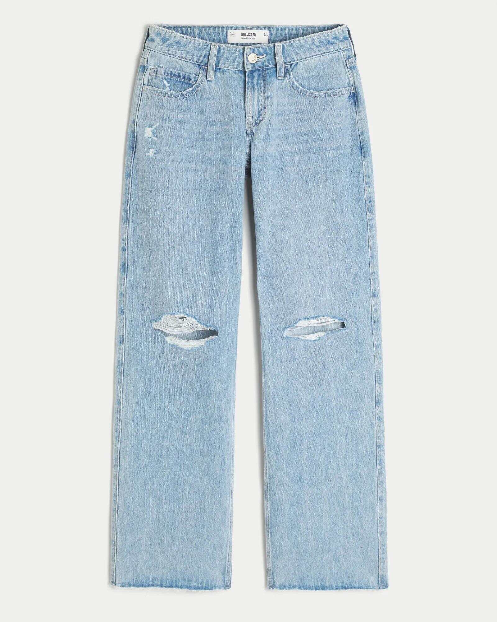 Low-Rise Dark Wash Baggy Jeans