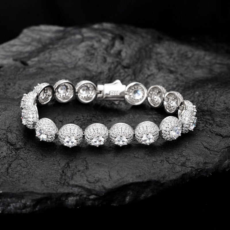 10mm S925 Moissanite Cluster Hemisphere Tennis Bracelet
