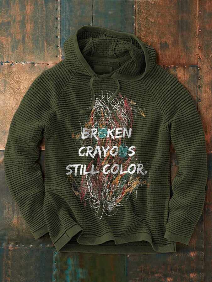 Retro Broken Crayons Still Color Print Hoodie