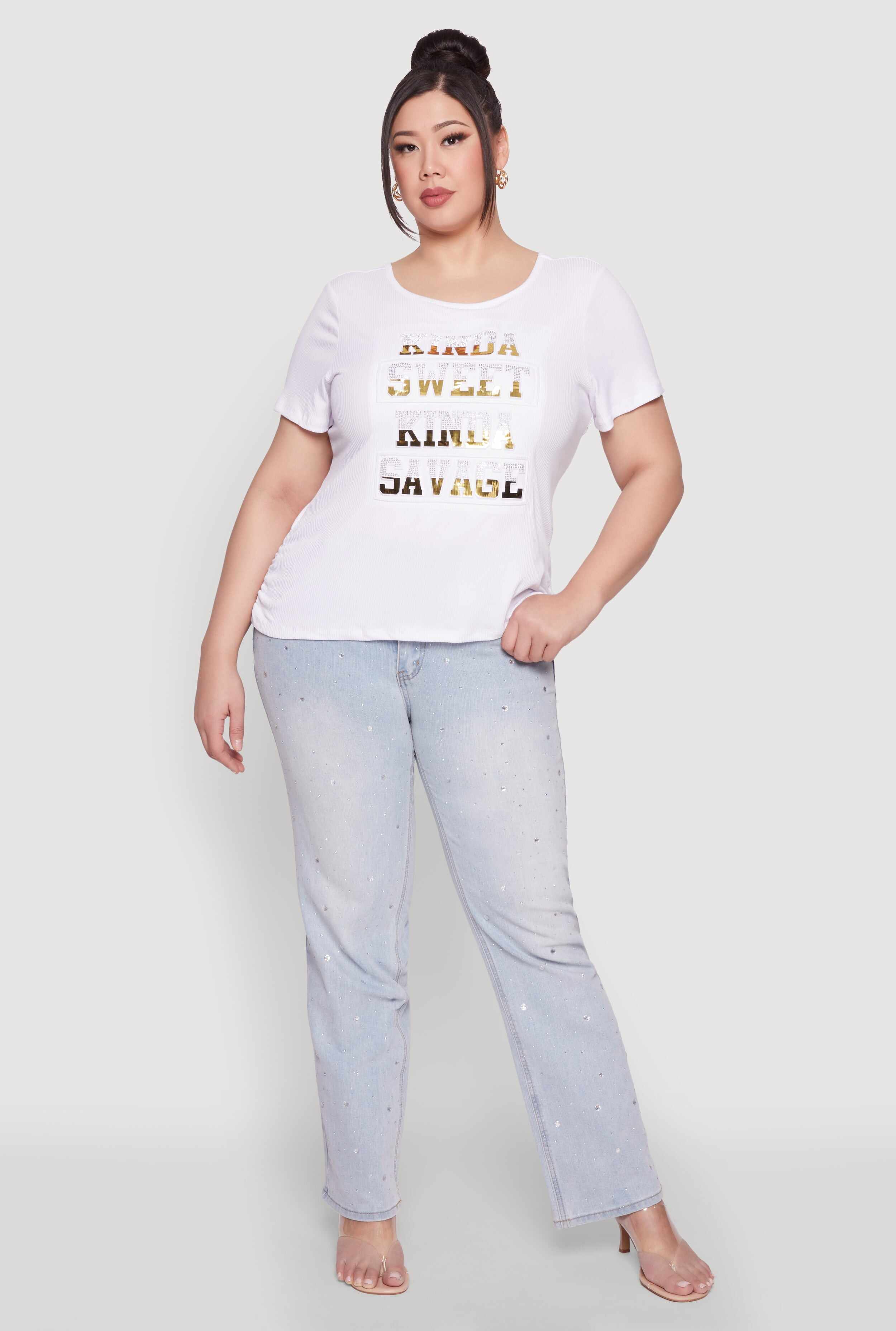 Plus Size Kinda Sweet 3D Foil Graphic Tee