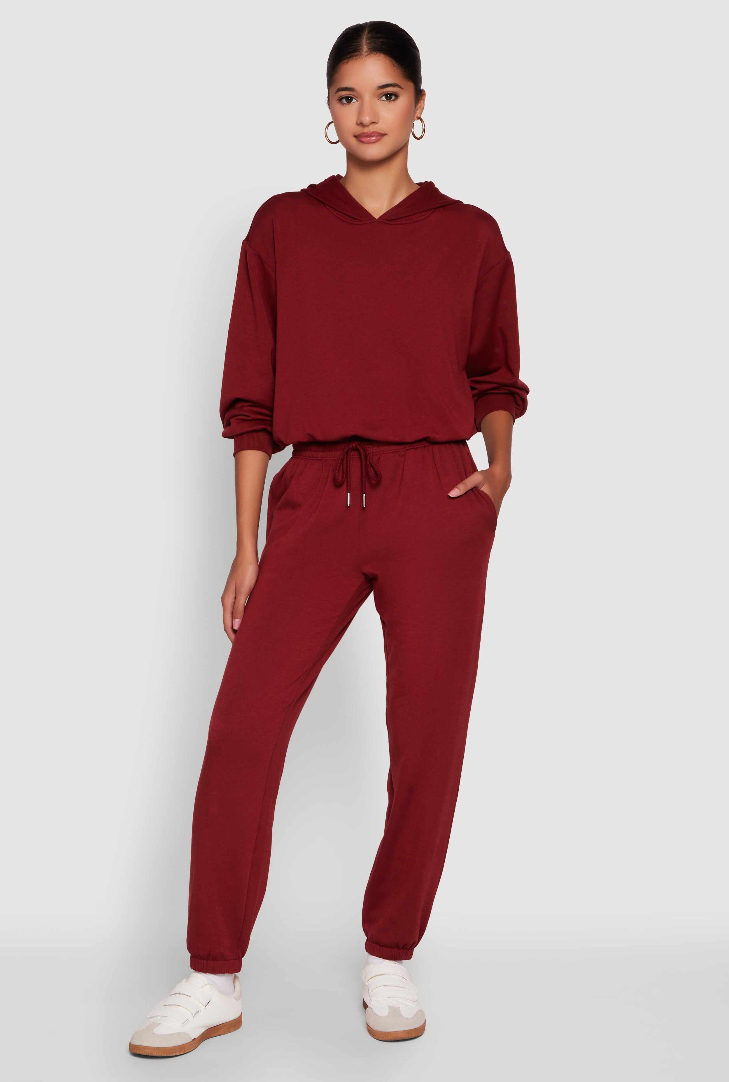 Mid Rise Drawstring Waist Fleece Sweatpants