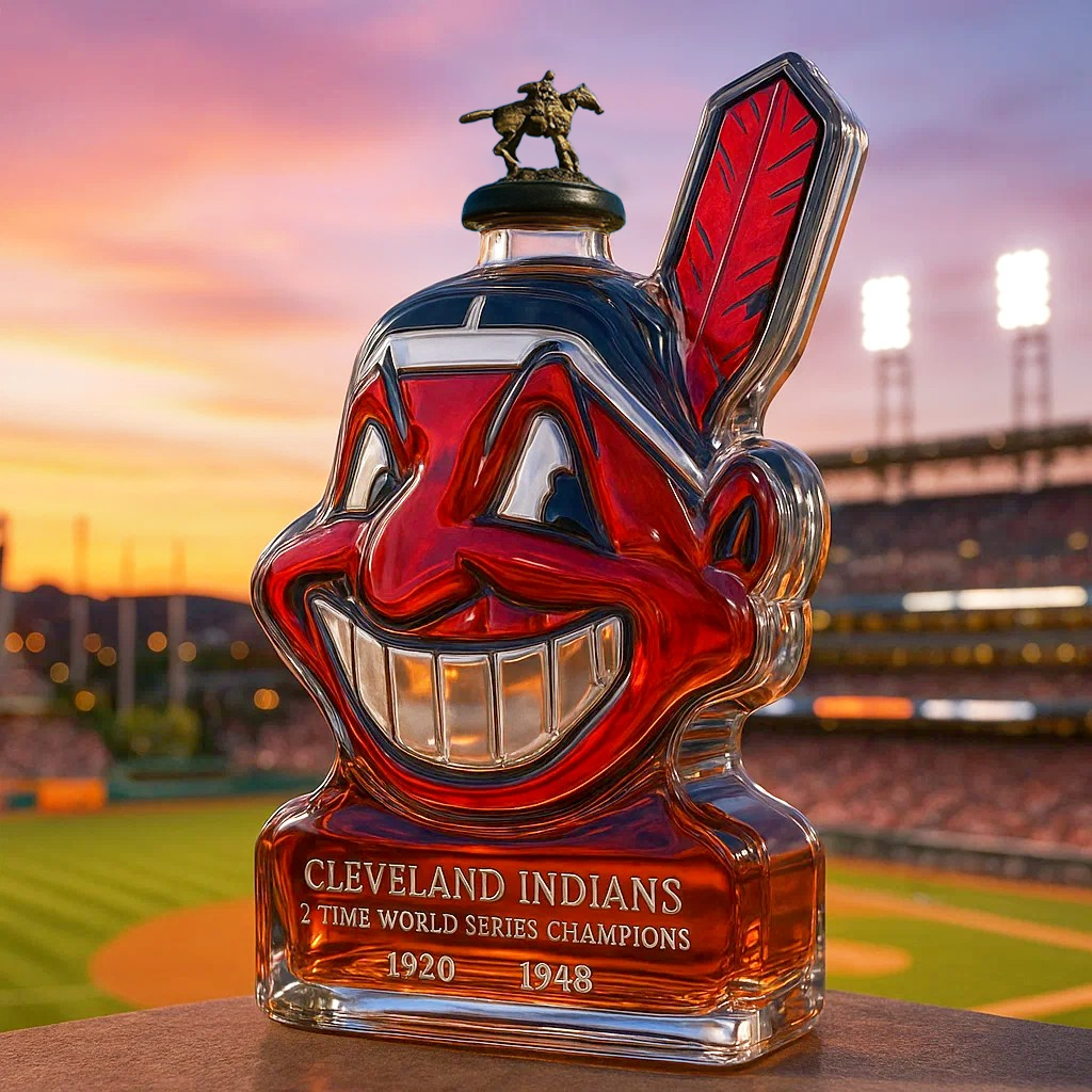 Cleveland Indians Team honor Whiskey Bottle