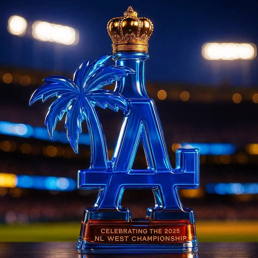 Commemorating Los Angeles Ds' 2025 NL WEST CHAMPIONSHIP Whiskey Bottle