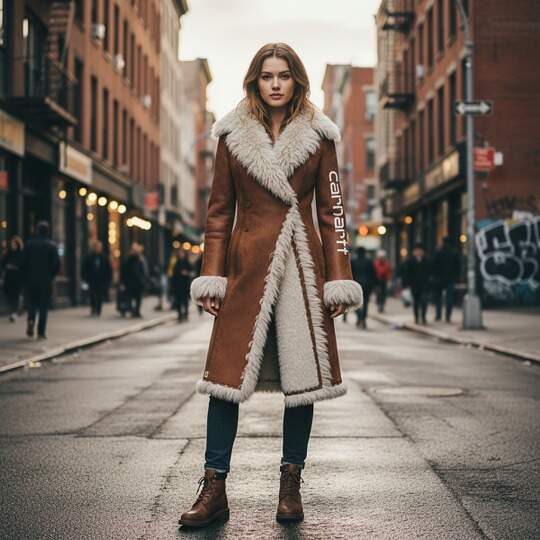 Luxurious Faux Fur Trimmed Long Coat for Winter Elegance