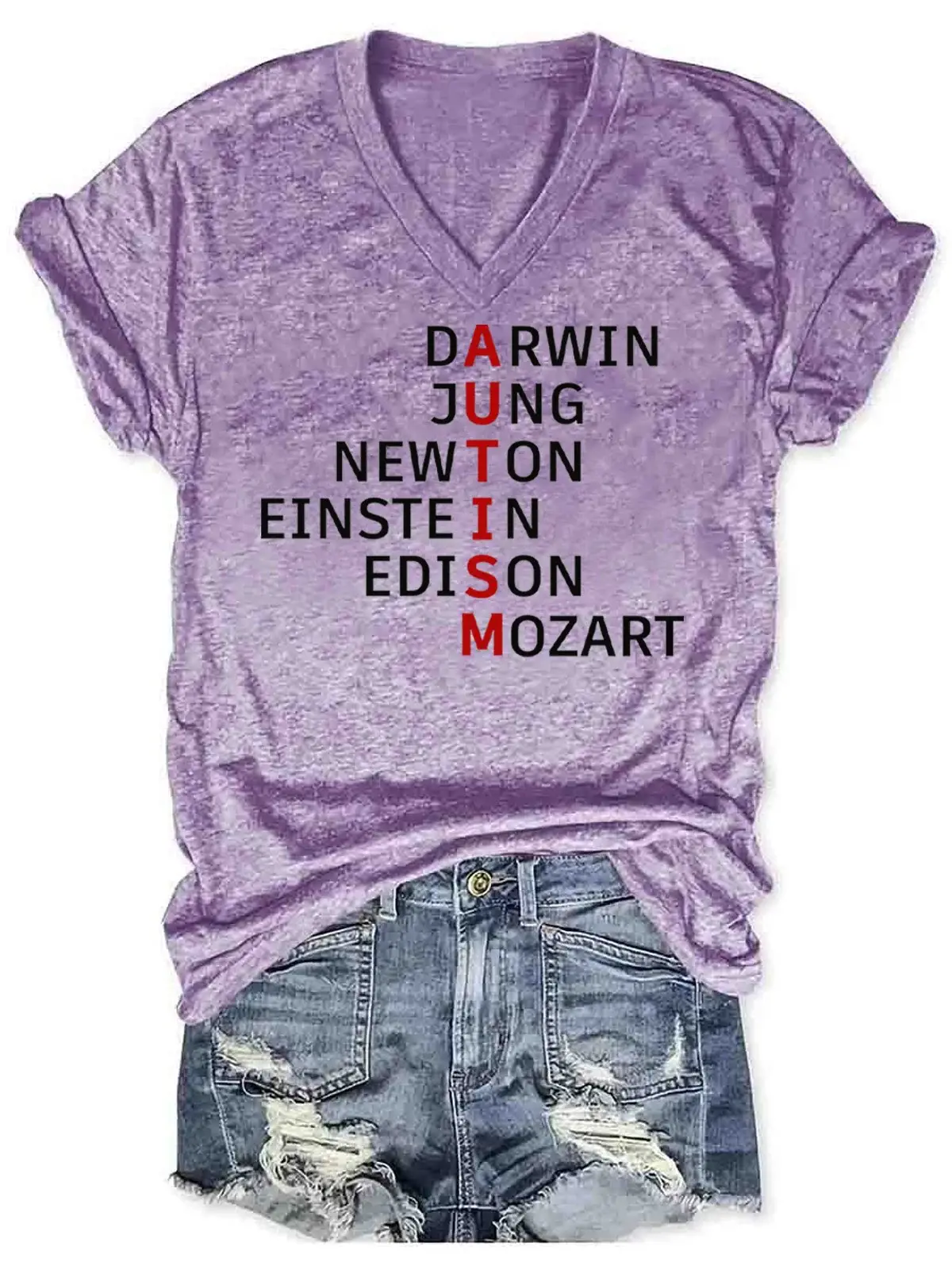 Women's Autism Awareness Monogram Casual T-shirt