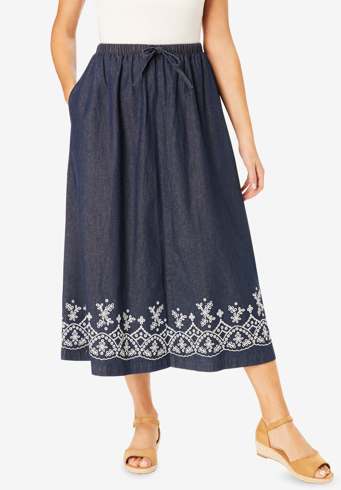 Drawstring Denim Skirt