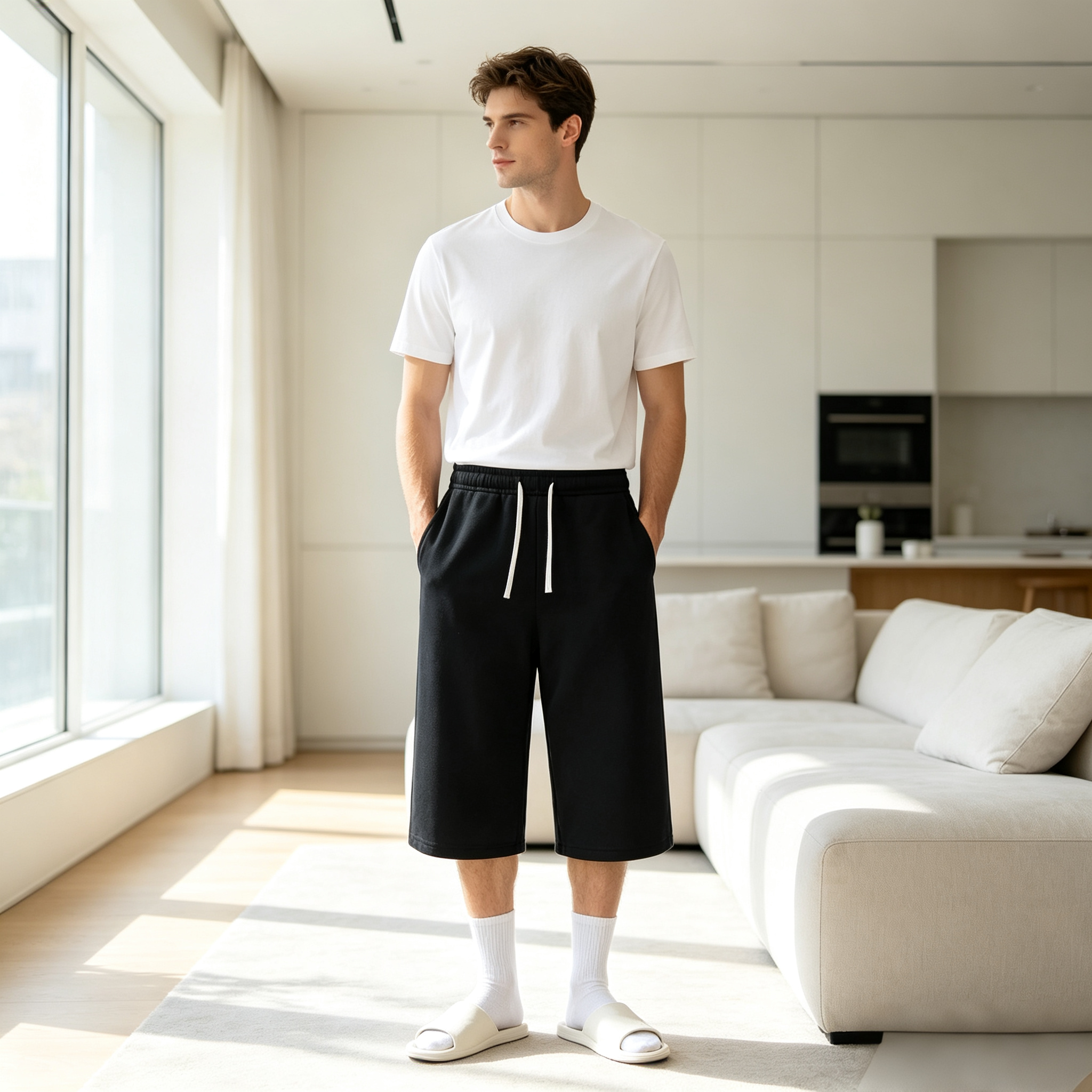 🔥Last Day 69% OFF ✨3-Pack Soft Stretch Wide Leg Capri Sweatpants
