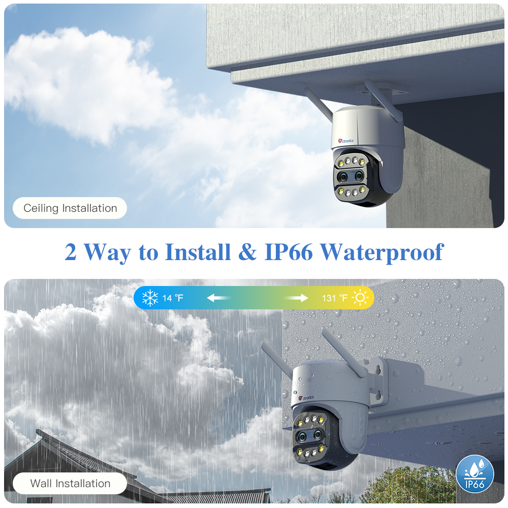 【2nd item $19.99】Ctronics 6X Hybrid Zoom Outdoor Surveillance Camera with Dual Lens