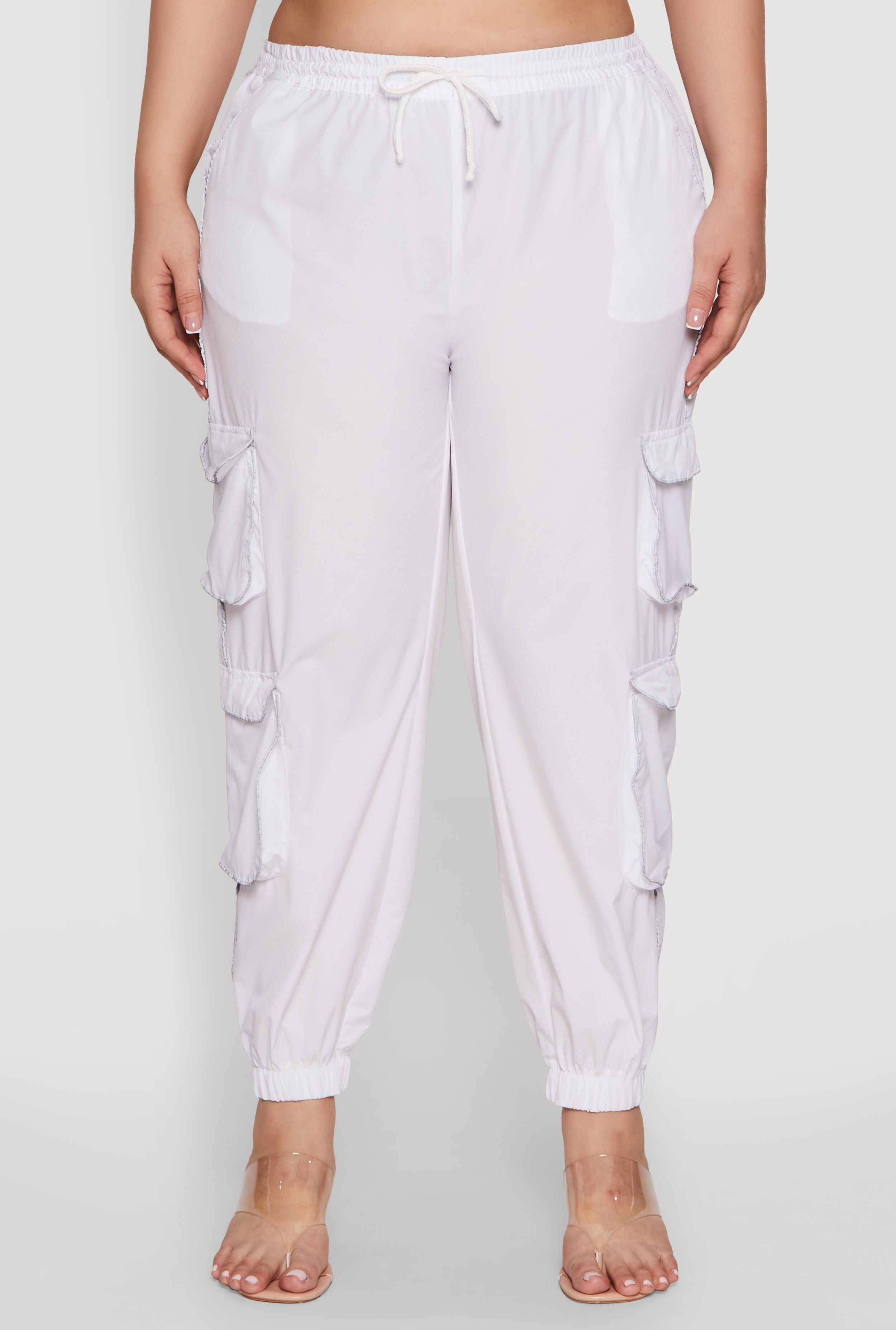 Plus Size Drawstring Cargo Pocket Joggers