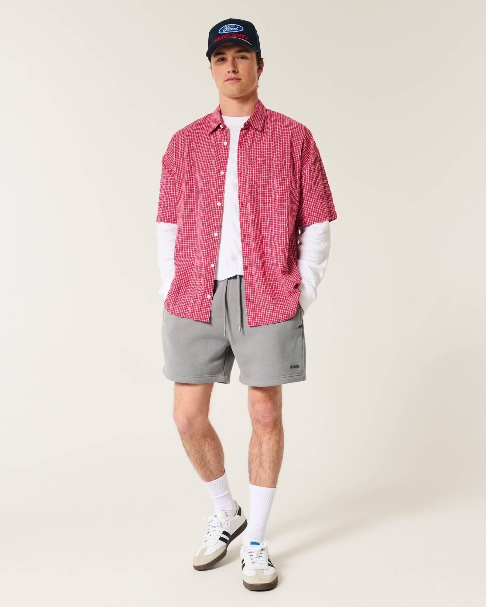 Mid-Thigh Camo Loose Fleece Shorts