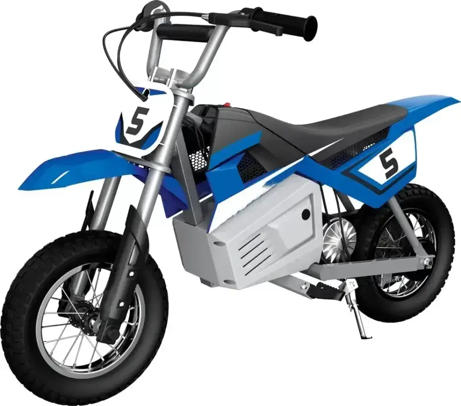 Electric bike with decals, 24V electric ride-on off-road motorcycle for children over 13 years old（Blue）